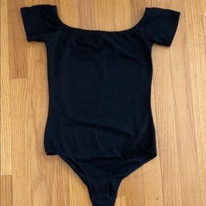 Black Suede Off the Shoulder Bodysuit
